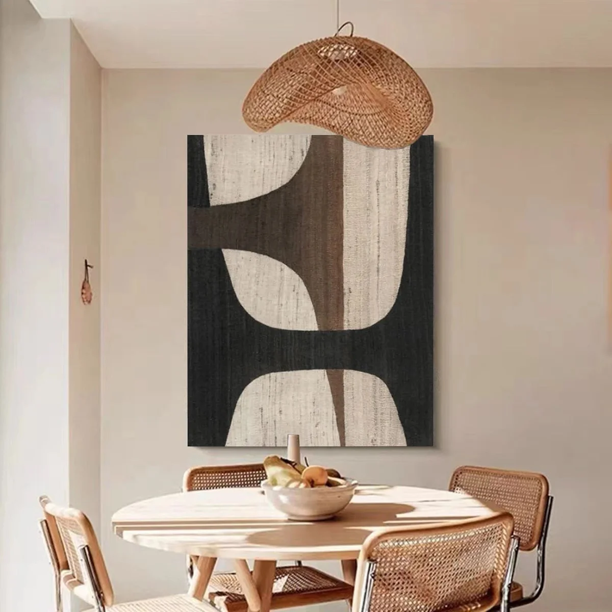 Hòa Quyện Cảm Xúc – Tranh Sơn Acrylic Trừu Tượng Trừu tượng Nâu be Trang Trí Phòng khách – Phong Cách Hiện Đại