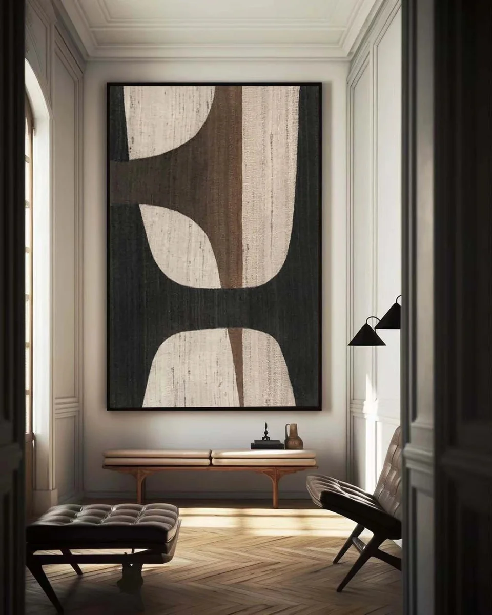 Hòa Quyện Cảm Xúc – Tranh Sơn Acrylic Trừu Tượng Trừu tượng Nâu be Trang Trí Phòng khách – Phong Cách Hiện Đại