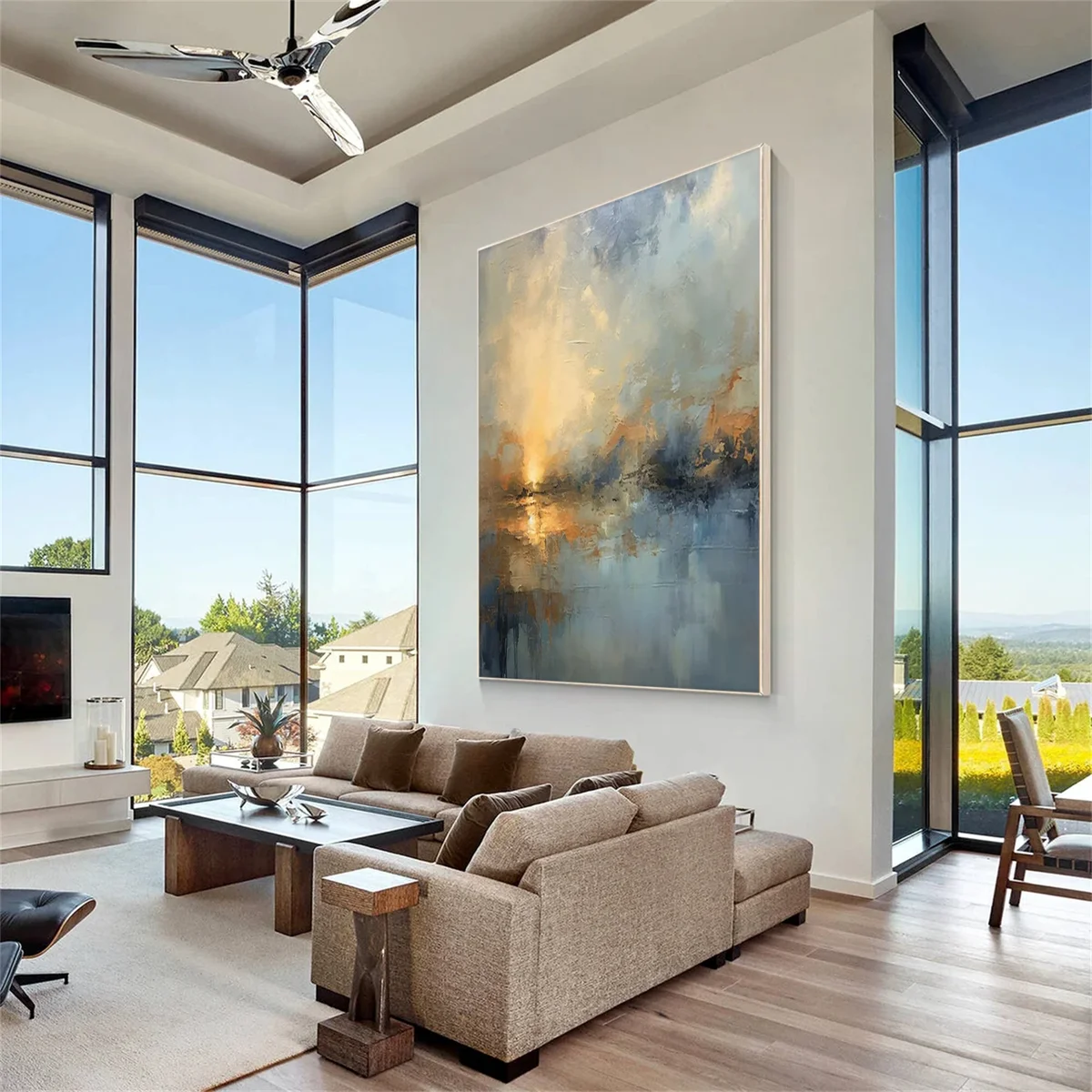 Ánh Sáng Bình Minh – Tranh Sơn Acrylic Trừu Tượng Phong cảnh Đa sắc Trang Trí Phòng khách – Phong Cách Hiện Đại