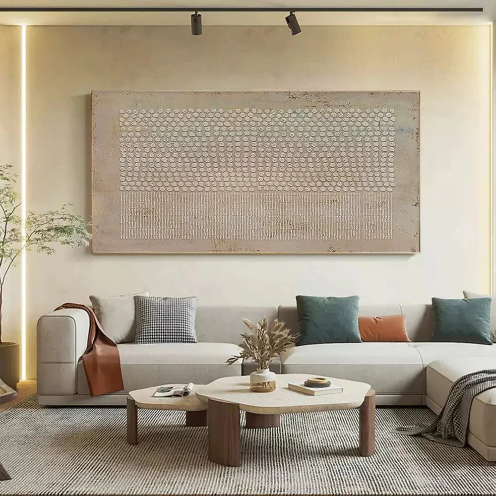 Hơi Thở Của Đất – Tranh Sơn Acrylic Trừu Tượng Trừu tượng Nâu be Trang Trí Phòng khách, Phòng ngủ – Phong Cách Hiện Đại