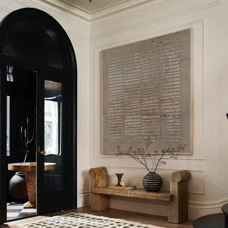 Giai Điệu Của Đất – Tranh Sơn Acrylic Trừu Tượng Trừu tượng Xám Trang Trí Phòng khách, Phòng làm việc – Phong Cách Hiện Đại