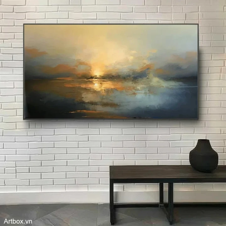 Huyền Ảo Trên Mặt Nước – Tranh Sơn Acrylic Trừu Tượng Phong cảnh Đa sắc Trang Trí Phòng khách, Phòng ngủ – Phong Cách Hiện Đại