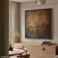 Hơi Ấm Của Đất – Tranh Sơn Acrylic Trừu Tượng Trừu tượng Nâu be Trang Trí Phòng khách, Phòng ngủ – Phong Cách Hiện Đại