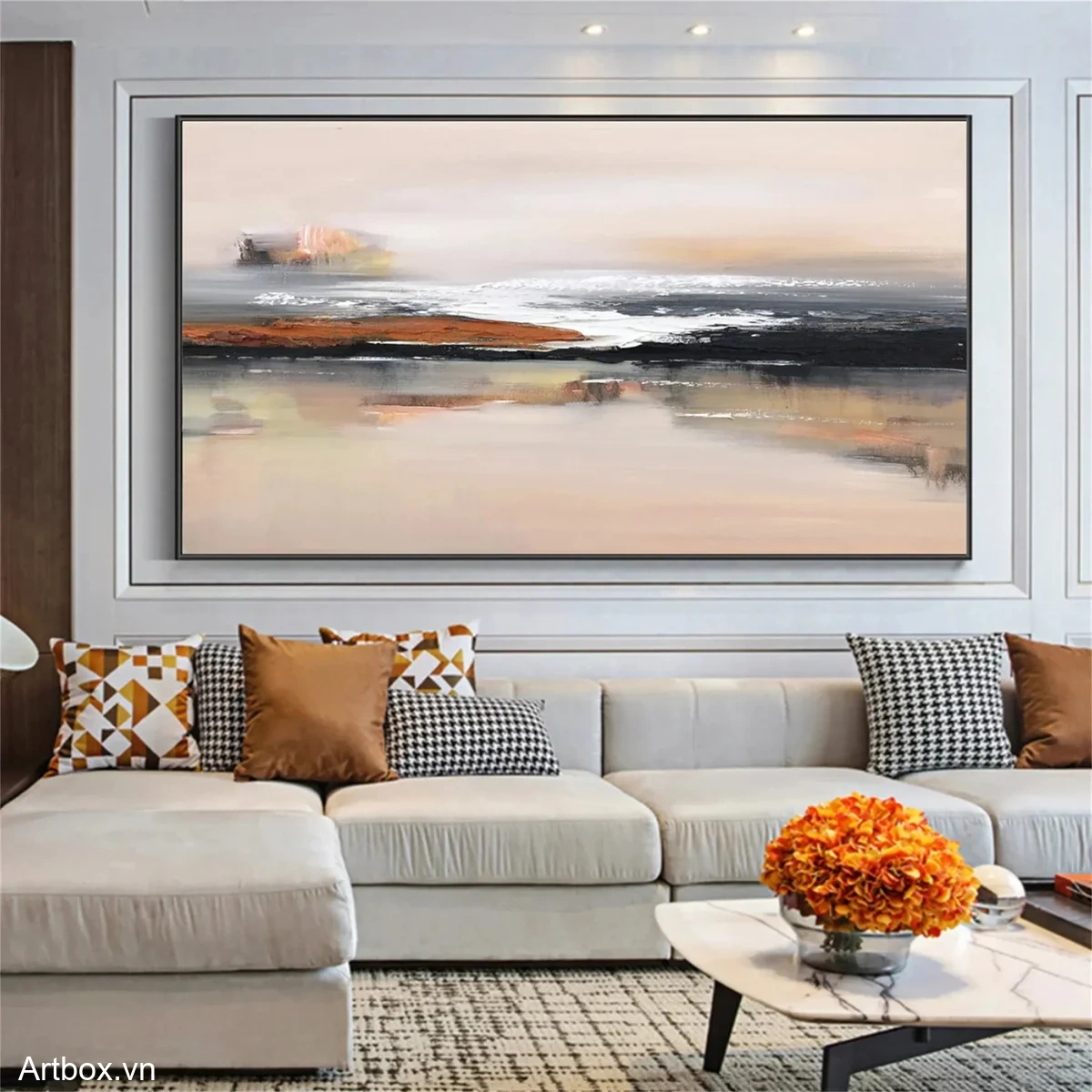 Hòa Quyện Thiên Nhiên – Tranh Sơn Acrylic Trừu Tượng Phong cảnh Đa sắc Trang Trí Phòng khách – Phong Cách Hiện Đại