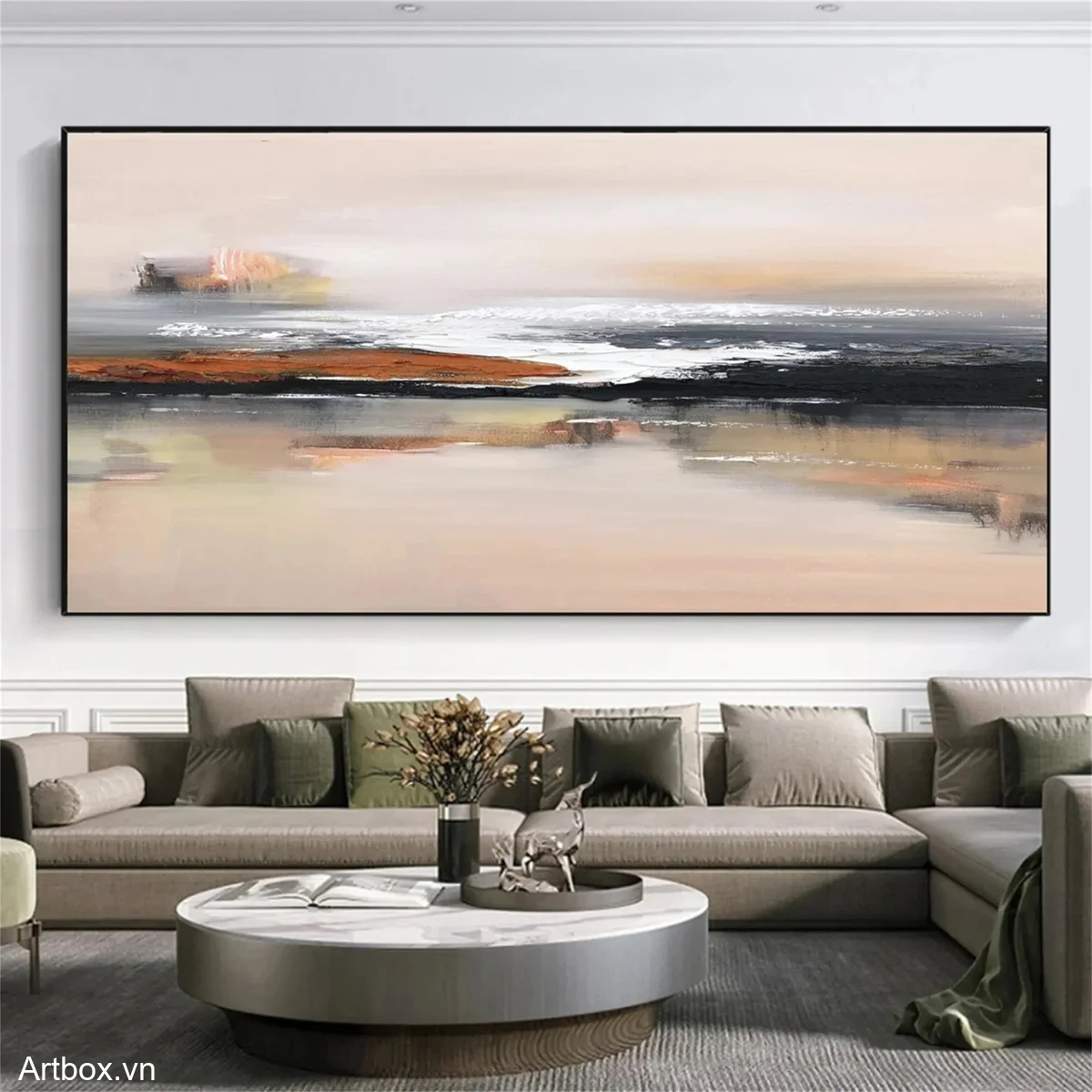 Hòa Quyện Thiên Nhiên – Tranh Sơn Acrylic Trừu Tượng Phong cảnh Đa sắc Trang Trí Phòng khách – Phong Cách Hiện Đại