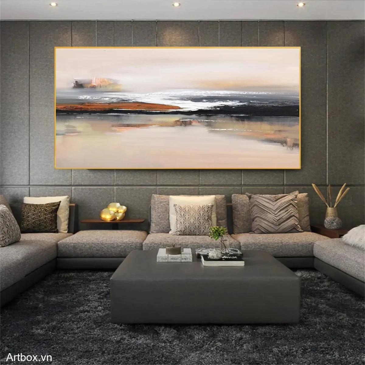 Hòa Quyện Thiên Nhiên – Tranh Sơn Acrylic Trừu Tượng Phong cảnh Đa sắc Trang Trí Phòng khách – Phong Cách Hiện Đại