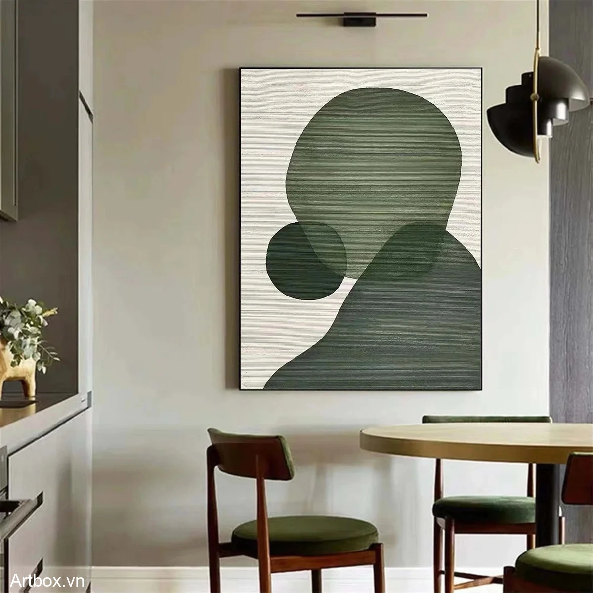 Hòa Quyện Cảm Xúc – Tranh Sơn Acrylic Trừu Tượng Trừu tượng Xanh lá Trang Trí Phòng khách, Phòng ngủ – Phong Cách Hiện Đại