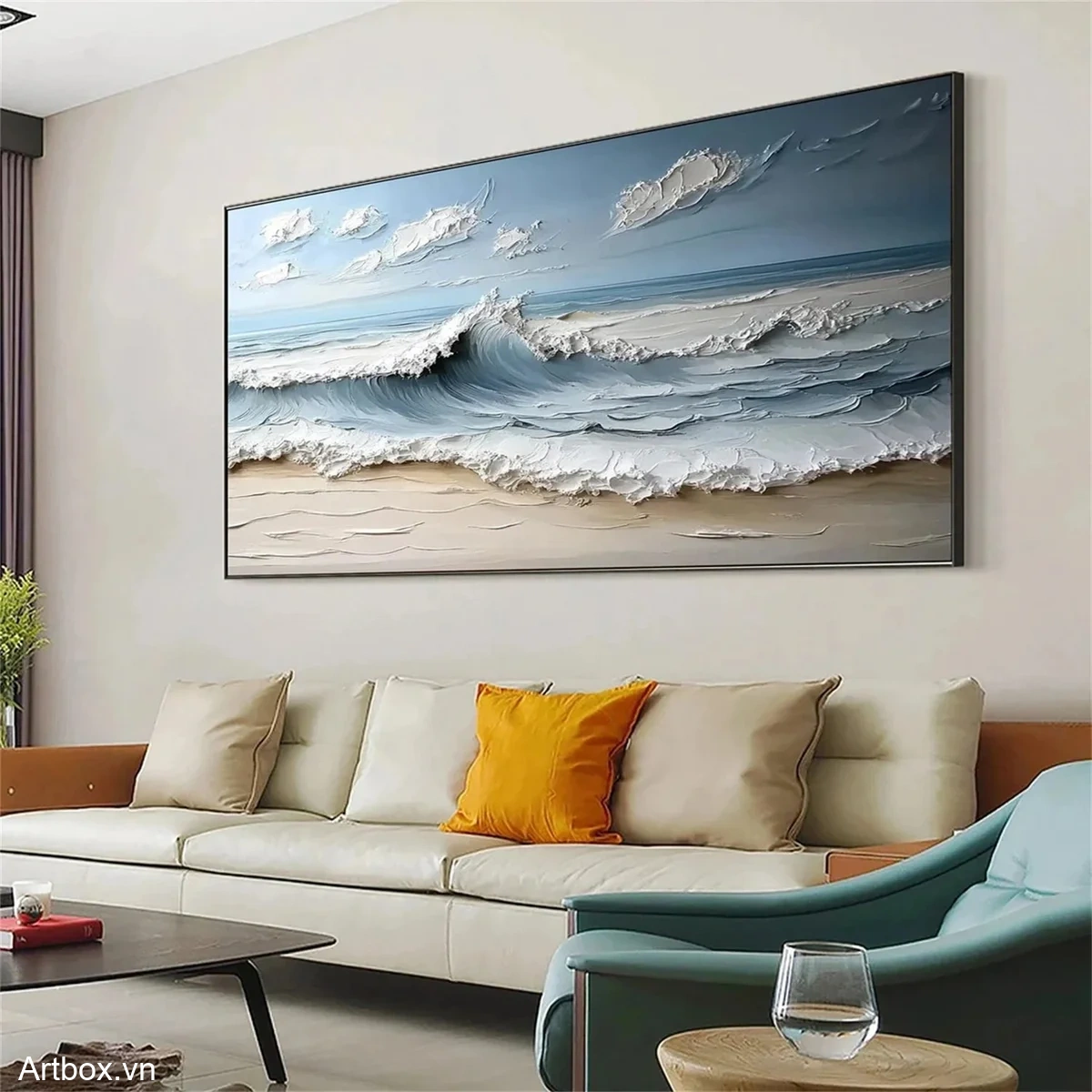 Biển Cả Vô Tận – Tranh Sơn Acrylic Trừu Tượng Phong cảnh Xanh dương Trang Trí Phòng khách – Phong Cách Hiện Đại