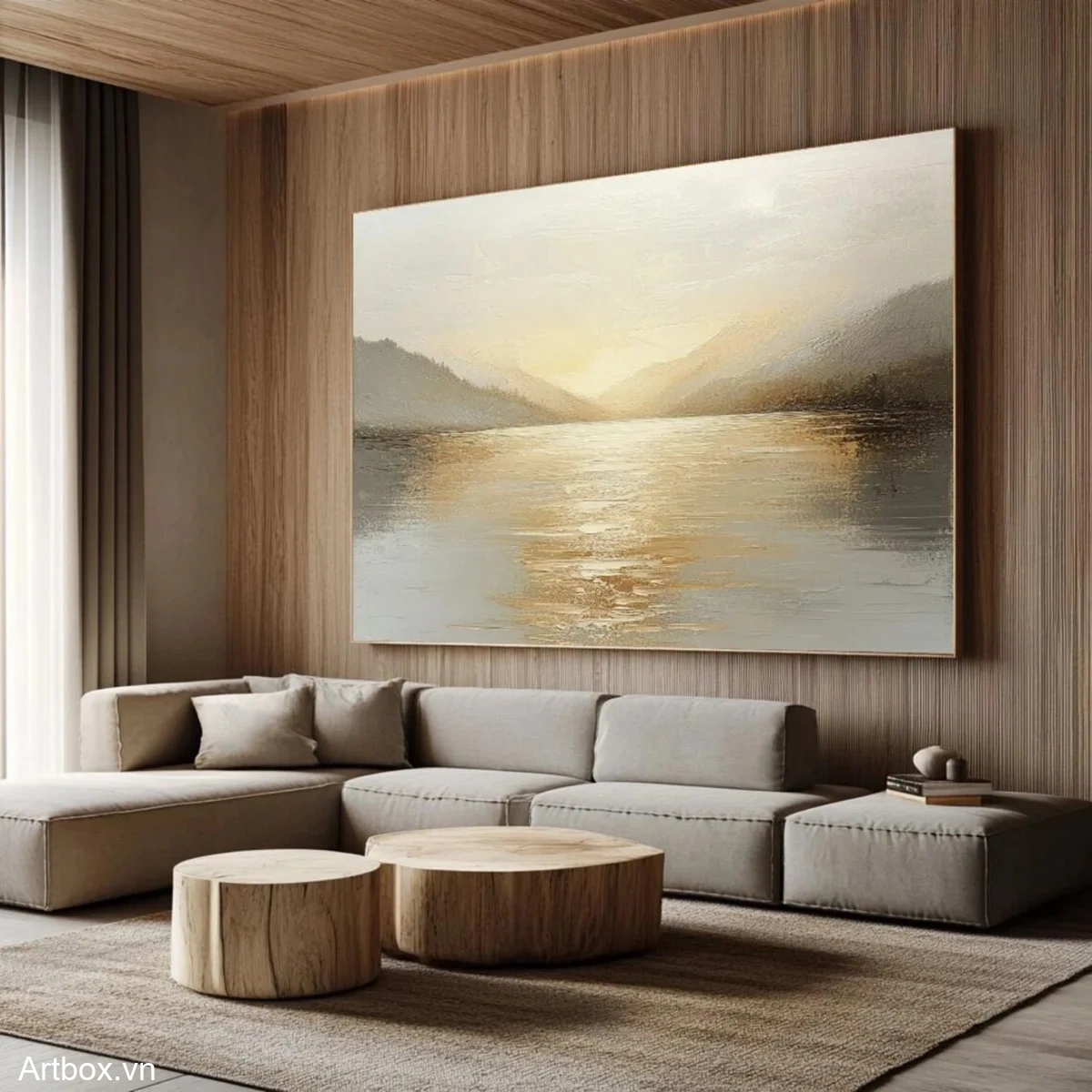 Bình Minh Trên Hồ Nước – Tranh Sơn Acrylic Trừu Tượng Phong cảnh Vàng Trang Trí Phòng khách, Phòng ngủ – Phong Cách Hiện Đại Bình Minh Trên Hồ Nước – Tranh Sơn Acrylic Trừu Tượng Phong cảnh Vàng Trang Trí Phòng khách, Phòng ngủ – Phong Cách Hiện Đại