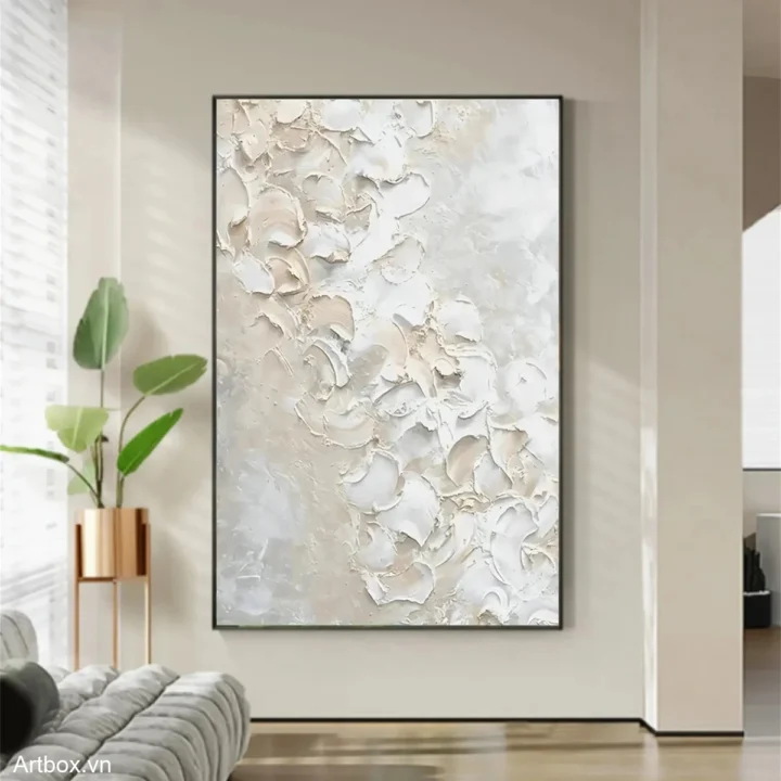 Hơi Thở Của Đất – Tranh Sơn Acrylic Trừu Tượng Trừu tượng Nâu be Trang Trí Phòng khách, Phòng ngủ – Phong Cách Hiện Đại