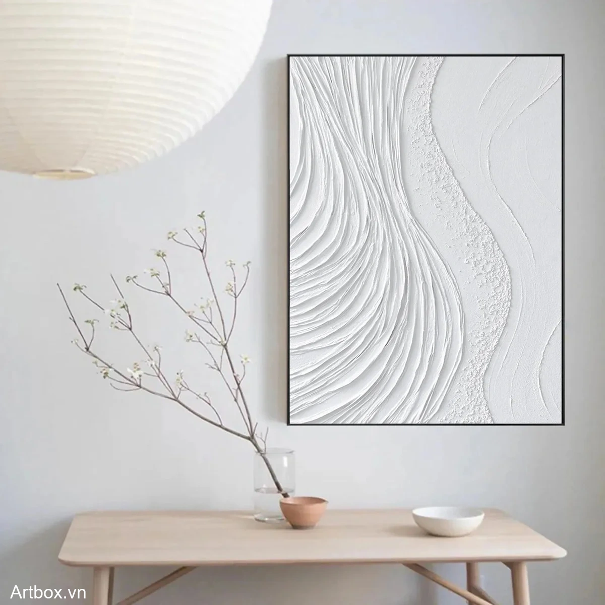 Hơi Thở Của Trắng – Tranh Sơn Acrylic Trừu Tượng Trừu tượng Đen trắng Trang Trí Phòng khách, Phòng ngủ – Phong Cách Hiện Đại