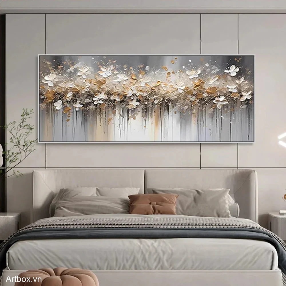 Bản Hòa Quyện Của Tự Nhiên – Tranh Sơn Acrylic Trừu Tượng Hoa Đa sắc Trang Trí Phòng khách, Phòng ngủ – Phong Cách Hiện Đại