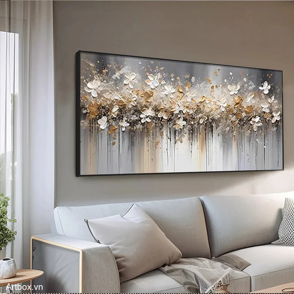 Bản Hòa Quyện Của Tự Nhiên – Tranh Sơn Acrylic Trừu Tượng Hoa Đa sắc Trang Trí Phòng khách, Phòng ngủ – Phong Cách Hiện Đại