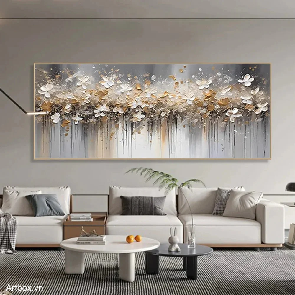 Bản Hòa Quyện Của Tự Nhiên – Tranh Sơn Acrylic Trừu Tượng Hoa Đa sắc Trang Trí Phòng khách, Phòng ngủ – Phong Cách Hiện Đại