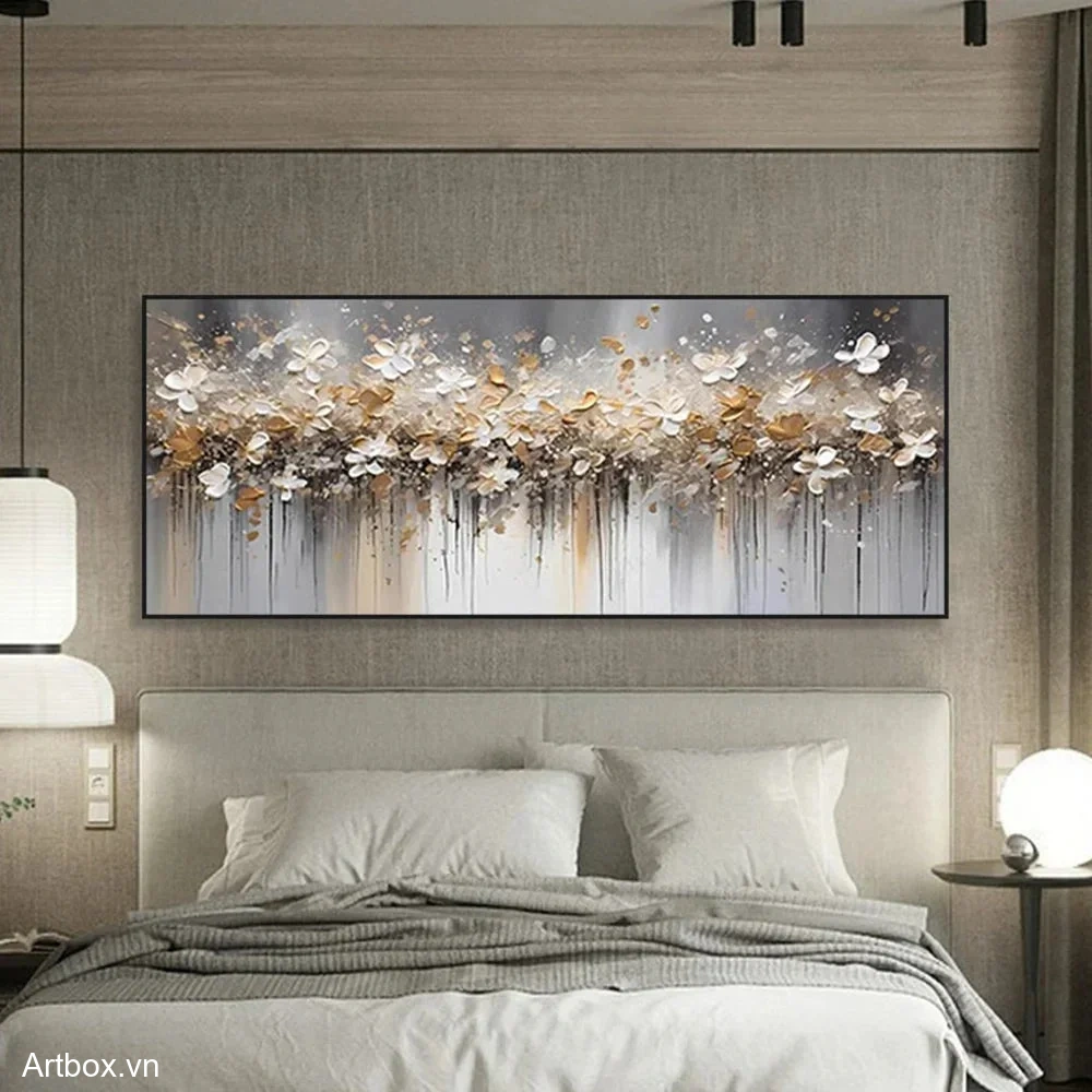 Bản Hòa Quyện Của Tự Nhiên – Tranh Sơn Acrylic Trừu Tượng Hoa Đa sắc Trang Trí Phòng khách, Phòng ngủ – Phong Cách Hiện Đại