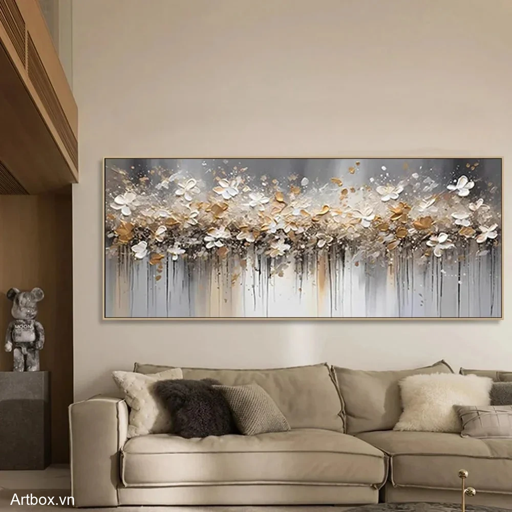 Bản Hòa Quyện Của Tự Nhiên – Tranh Sơn Acrylic Trừu Tượng Hoa Đa sắc Trang Trí Phòng khách, Phòng ngủ – Phong Cách Hiện Đại