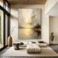 Ánh Sáng Bình Minh – Tranh Sơn Acrylic Trừu Tượng Phong cảnh Vàng Trang Trí Phòng khách, Phòng ngủ – Phong Cách Hiện Đại