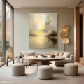 Ánh Sáng Bình Minh – Tranh Sơn Acrylic Trừu Tượng Phong cảnh Vàng Trang Trí Phòng khách, Phòng ngủ – Phong Cách Hiện Đại