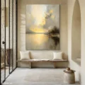 Ánh Sáng Bình Minh – Tranh Sơn Acrylic Trừu Tượng Phong cảnh Vàng Trang Trí Phòng khách, Phòng ngủ – Phong Cách Hiện Đại