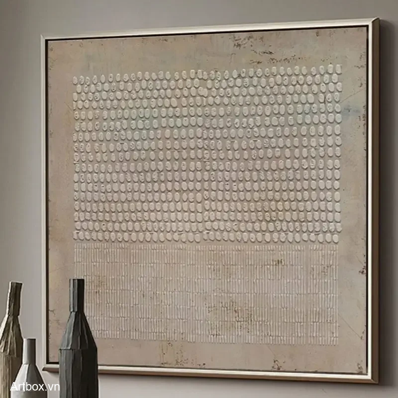 Hòa Quyện Tĩnh Lặng – Tranh Sơn Acrylic Trừu Tượng Trừu tượng Nâu be Trang Trí Phòng khách, Phòng ngủ – Phong Cách Hiện Đại