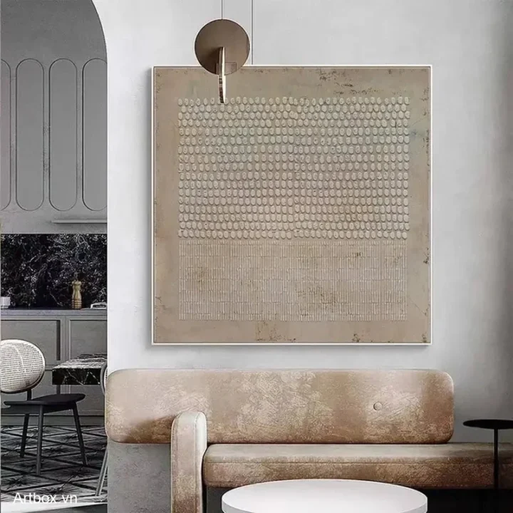 Hòa Quyện Tĩnh Lặng – Tranh Sơn Acrylic Trừu Tượng Trừu tượng Nâu be Trang Trí Phòng khách, Phòng ngủ – Phong Cách Hiện Đại