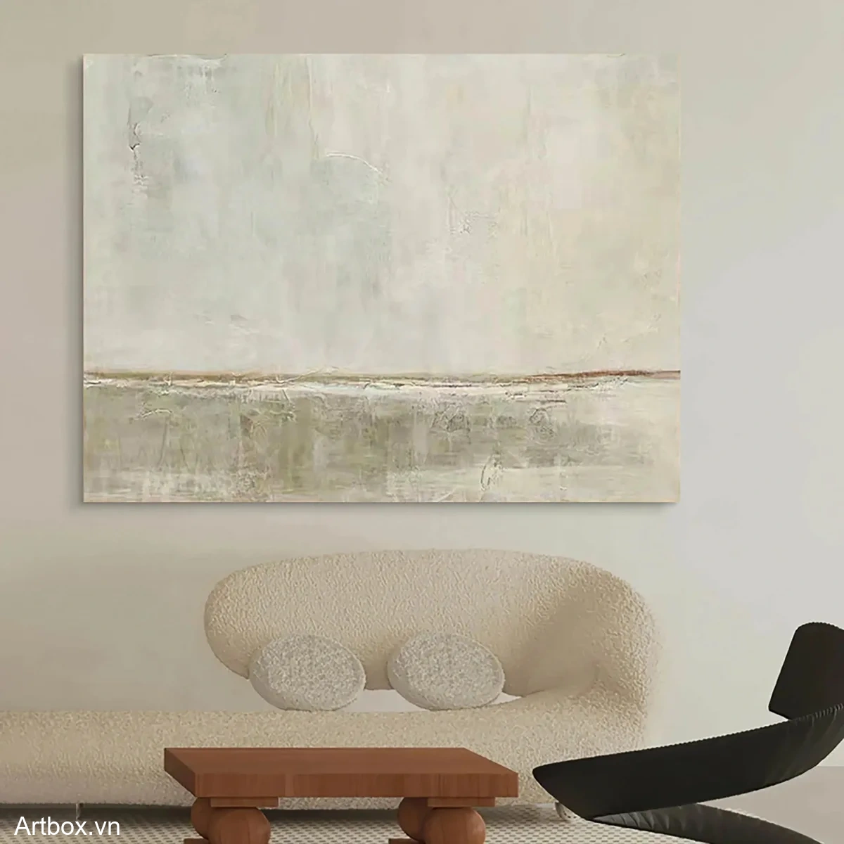 Hòa Quyện Tĩnh Lặng – Tranh Sơn Acrylic Trừu Tượng Phong cảnh Xám Trang Trí Phòng khách – Phong Cách Hiện Đại