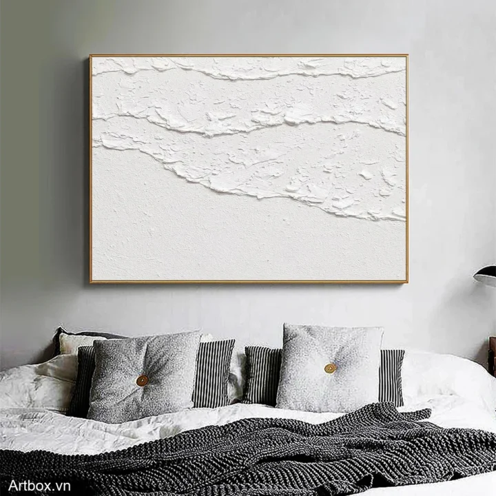 Nét Chạm Khắc Trắng – Tranh Sơn Acrylic Trừu Tượng Trừu tượng Đa sắc Trang Trí Phòng ngủ, Phòng khách – Phong Cách Hiện Đại