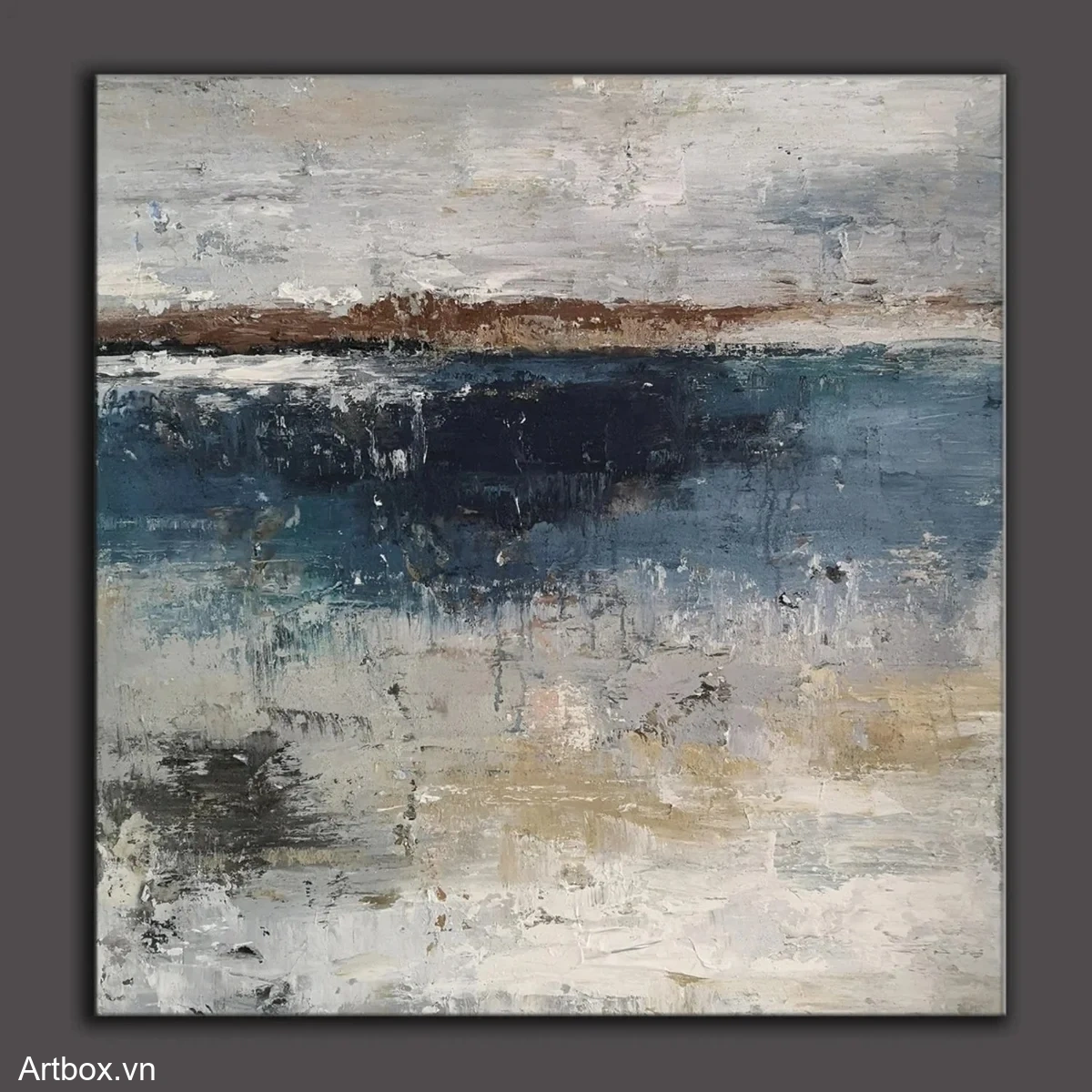 Hòa Quyện Của Biển Cả – Tranh Sơn Acrylic Trừu Tượng Trừu tượng Xanh dương Trang Trí Phòng khách, Phòng làm việc – Phong Cách Hiện Đại