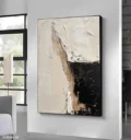 Hành Trình Cảm Xúc – Tranh Sơn Acrylic Trừu Tượng Trừu tượng Đen trắng Trang Trí Phòng khách – Phong Cách Hiện Đại
