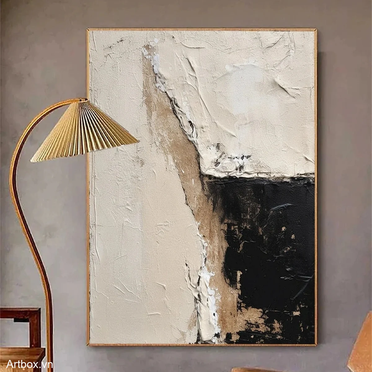 Hành Trình Cảm Xúc – Tranh Sơn Acrylic Trừu Tượng Trừu tượng Đen trắng Trang Trí Phòng khách – Phong Cách Hiện Đại