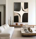 Giao Điểm Đen Trắng – Tranh Sơn Acrylic Trừu Tượng Trừu tượng Đen trắng Trang Trí Phòng khách – Phong Cách Hiện Đại