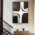 Giao Điểm Đen Trắng – Tranh Sơn Acrylic Trừu Tượng Trừu tượng Đen trắng Trang Trí Phòng khách – Phong Cách Hiện Đại