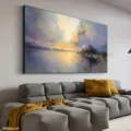 Bình Minh Trên Hồ – Tranh Sơn Acrylic Trừu Tượng Phong cảnh Đa sắc Trang Trí Phòng khách, Phòng ăn – Phong Cách Hiện Đại