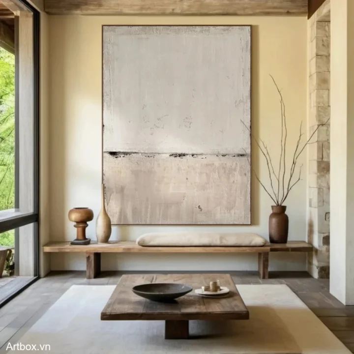 Hòa Nhập Tự Nhiên – Tranh Sơn Acrylic Trừu Tượng Trừu tượng Xám Trang Trí Phòng khách, Phòng ngủ – Phong Cách Hiện Đại