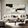 Hòa Quyện Đen Trắng – Tranh Sơn Acrylic Trừu Tượng Trừu tượng Đen trắng Trang Trí Phòng khách – Phong Cách Hiện Đại