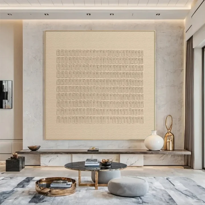 Hơi Thở Tĩnh Lặng – Tranh Sơn Acrylic Trừu Tượng Minimal / Tối giản Đa sắc Trang Trí Phòng khách, Phòng làm việc – Phong Cách Hiện Đại