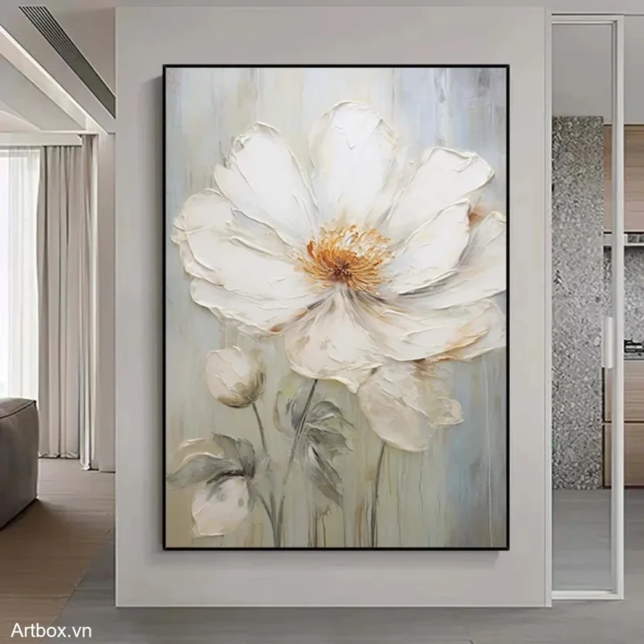 Nét Đẹp Dịu Dàng – Tranh Sơn Acrylic Trừu Tượng Hoa Đa sắc Trang Trí Phòng khách, Phòng ngủ – Phong Cách Hiện Đại