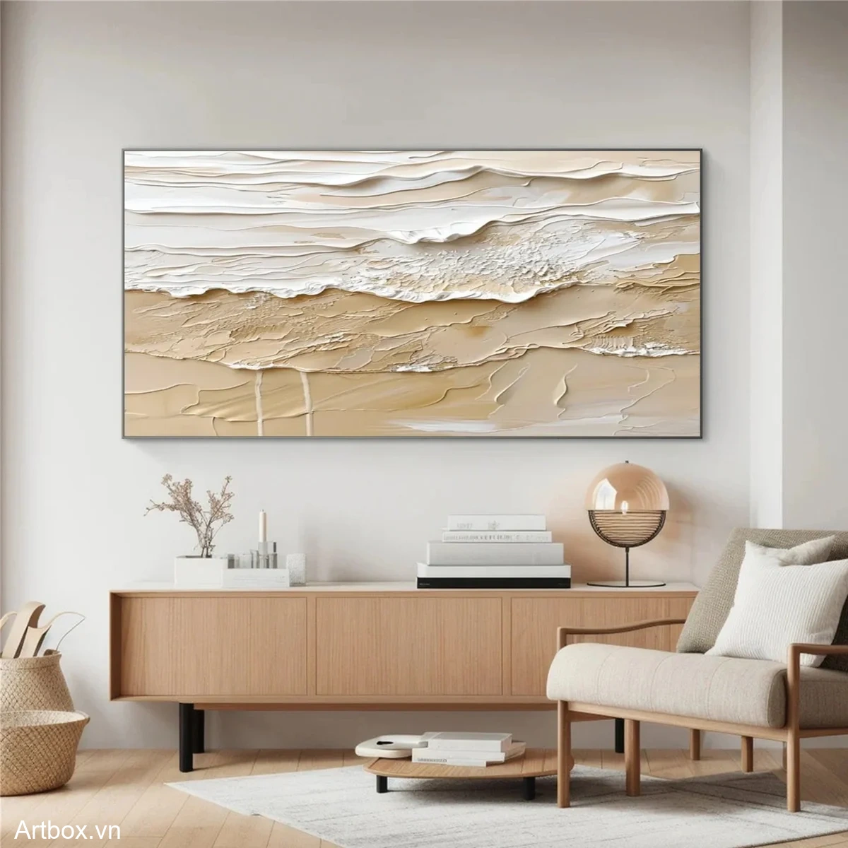 Hòa Nhạc Cát Trắng – Tranh Sơn Acrylic Trừu Tượng Trừu tượng Nâu be Trang Trí Phòng khách, Phòng ngủ – Phong Cách Hiện Đại Hòa Nhạc Cát Trắng – Tranh Sơn Acrylic Trừu Tượng Trừu tượng Nâu be Trang Trí Phòng khách, Phòng ngủ – Phong Cách Hiện Đại