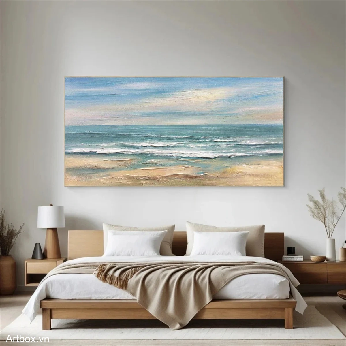 Hơi Thở Biển Cả – Tranh Sơn Acrylic Trừu Tượng Biển Xanh dương Trang Trí Phòng ngủ, Phòng khách – Phong Cách Hiện Đại