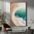 Cơn Sóng Tĩnh Lặng – Tranh Sơn Acrylic Trừu Tượng Biển Xanh ngọc Trang Trí Phòng khách, Phòng ngủ – Phong Cách Hiện Đại