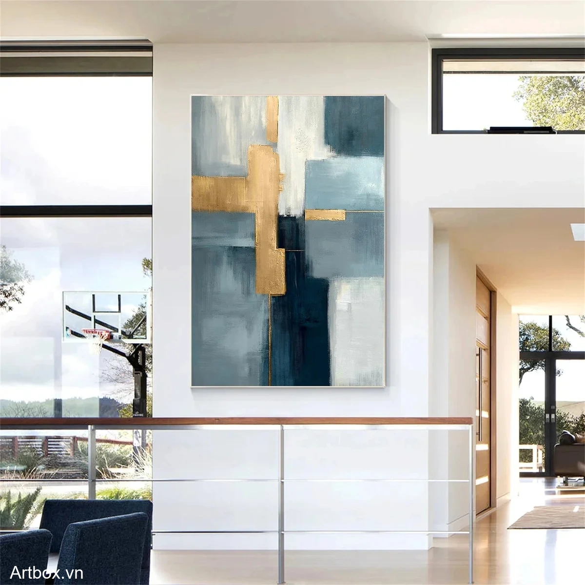 Hòa Quyện Màu Sắc – Tranh Sơn Acrylic Trừu Tượng Trừu tượng Đa sắc Trang Trí Phòng khách, Phòng làm việc – Phong Cách Hiện Đại