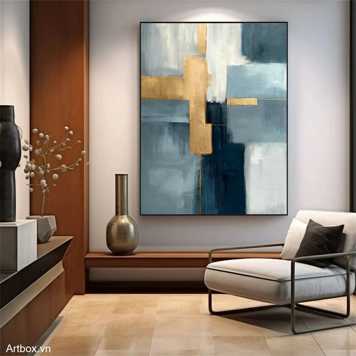 Hòa Quyện Màu Sắc – Tranh Sơn Acrylic Trừu Tượng Trừu tượng Đa sắc Trang Trí Phòng khách, Phòng làm việc – Phong Cách Hiện Đại