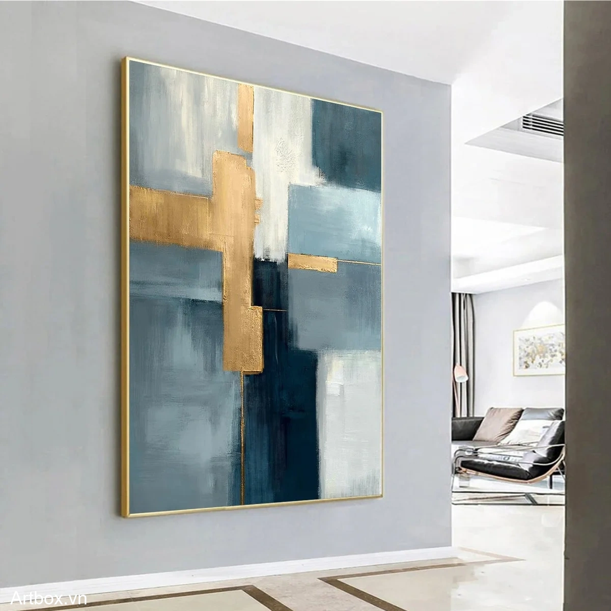 Hòa Quyện Màu Sắc – Tranh Sơn Acrylic Trừu Tượng Trừu tượng Đa sắc Trang Trí Phòng khách, Phòng làm việc – Phong Cách Hiện Đại