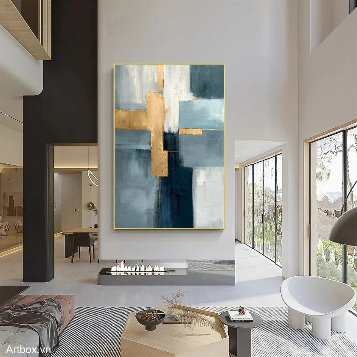 Hòa Quyện Màu Sắc – Tranh Sơn Acrylic Trừu Tượng Trừu tượng Đa sắc Trang Trí Phòng khách, Phòng làm việc – Phong Cách Hiện Đại