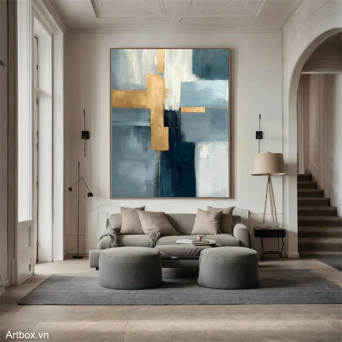 Hòa Quyện Màu Sắc – Tranh Sơn Acrylic Trừu Tượng Trừu tượng Đa sắc Trang Trí Phòng khách, Phòng làm việc – Phong Cách Hiện Đại