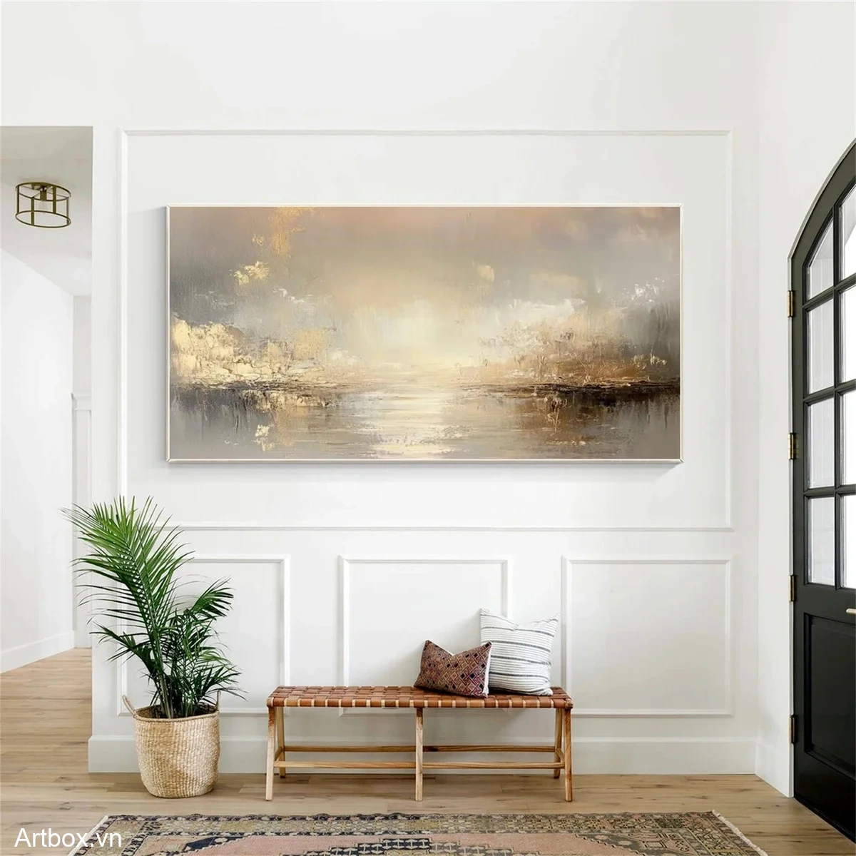 Bình Yên Giữa Ánh Sáng – Tranh Sơn Acrylic Trừu Tượng Phong cảnh Pastel Trang Trí Phòng khách, Phòng ngủ – Phong Cách Hiện Đại