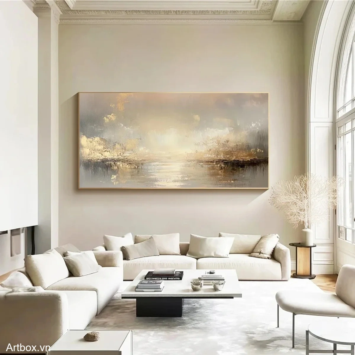 Bình Yên Giữa Ánh Sáng – Tranh Sơn Acrylic Trừu Tượng Phong cảnh Pastel Trang Trí Phòng khách, Phòng ngủ – Phong Cách Hiện Đại