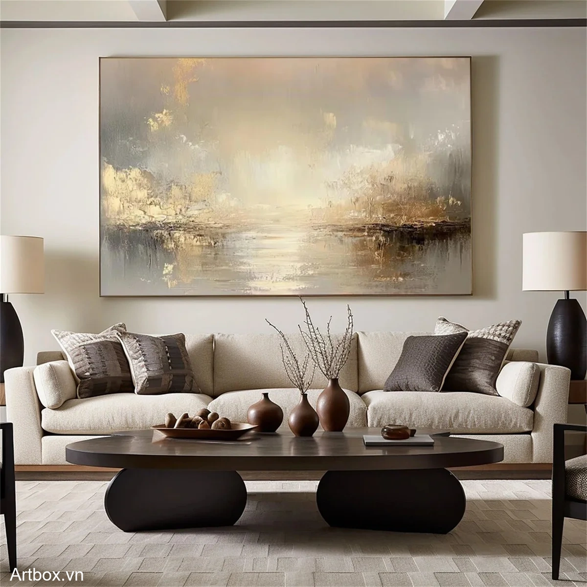 Bình Yên Giữa Ánh Sáng – Tranh Sơn Acrylic Trừu Tượng Phong cảnh Pastel Trang Trí Phòng khách, Phòng ngủ – Phong Cách Hiện Đại