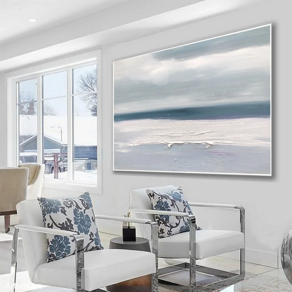 Bình Yên Giữa Biển Cả – Tranh Sơn Acrylic Trừu Tượng Biển Xanh dương Trang Trí Phòng khách, Phòng ngủ – Phong Cách Hiện Đại