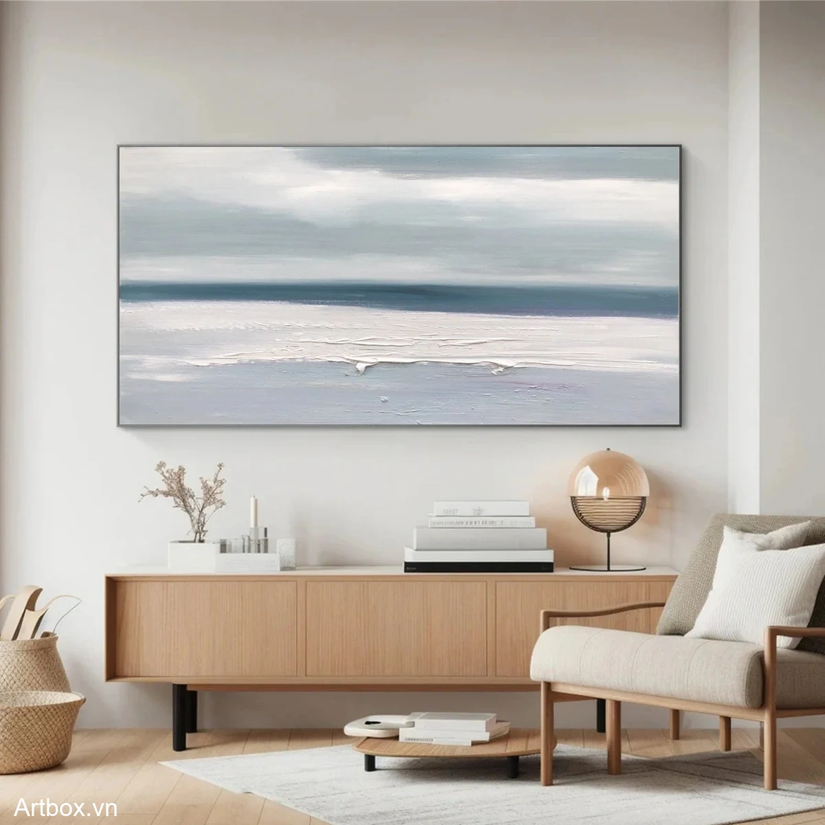 Bình Yên Giữa Biển Cả – Tranh Sơn Acrylic Trừu Tượng Biển Xanh dương Trang Trí Phòng khách, Phòng ngủ – Phong Cách Hiện Đại